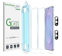 amFilm 2 Pack OneTouch Tempered Glass Screen Protector for Samsung Galaxy S25 Edge, 9H Hardness with 2 Pack Tempered Glass Camera Lens Protector and Easy Installation Kit