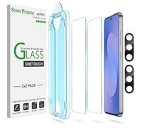 amFilm 2 Pack OneTouch Tempered Glass Screen Protector for Samsung Galaxy S25 FE, 9H Hardness with 2 Pack Tempered Glass Camera Lens Protector and Easy Installation Kit