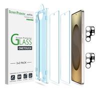 amFilm 2 Pack OneTouch Tempered Glass Screen Protector for Samsung Galaxy S25 Ultra 5G 6.9 Inch, 9H Hardness with 2 Pack Tempered Glass Camera Lens Protector and Easy Installation Kit