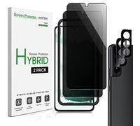 amFilm 2 Pack Privacy Screen Protector for Samsung Galaxy S22 5G [6.1 Inch] with 2 Pack Camera Lens Protector, Anti Spy and Privacy Protection, Fingerprint ID Compatible, with Easy Installation Tray