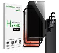 amFilm 2 Pack Privacy Screen Protector for Samsung Galaxy S22 Plus / S22+ 5G [6.6 Inch] with 2 Pack Camera Lens Protector, Anti Spy and Privacy Protection, Fingerprint ID Compatible