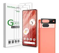 amFilm (3+1 Pack 3pack Tempered Glass Screen Protector Compatible with Google Pixel 7A -5G(2023), with 1 Pack Camera Lens Protector, HD Clear, Anti-Scratch Bubbles-Free