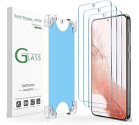 amFilm 3 Pack Magnetic OneTouch Samsung S22 Plus 6.6" Screen Protector [Eco Friendly & Reduce Plastic] [Indestructible Ultra 9H Tempered Glass] [30 seconds Auto-Alignment & Ultra Fast Installation]