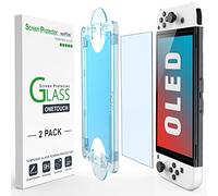 amFilm Auto-Alignment OneTouch for Nintendo Switch OLED Screen Protector | Tempered Glass Accessories, 30s Installation, Bubble Free, Scratch & Drop Resistant, Touch Sensitive, 7'' clear [2 Pack]