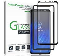 amFilm Galaxy S8 Screen Protector Glass, Full Cover (3D Curved) Tempered Glass Screen Protector with Dot Matrix for Samsung Galaxy S8 (Black)