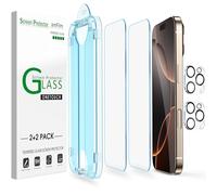 amFilm OneTouch for iPhone 16 Pro Max Screen Protector 6.9" Tempered Glass | Auto-Alignment, 30s Install, Bubble Free, Scratch & Drop Protection, HD Clear, Camera Lens Protector[2+2 Pack] (16P-6.9'')
