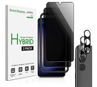 amFilm Privacy Screen Protector & Camera Lens Protector - 2 Pack for Samsung Galaxy S23 5G, Anti Spy Protection and Fingerprint ID Compatible