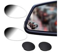 AmFor Blind Spot Mirror, Oval HD Glass Convex Lens Frameless Adjustable Blind Spot Mirror for All Universal Vehicles Car Stick-on Design (2 PCS)