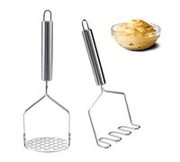 Amfrpar 2 Piece Stainless Steel Masher Manual Masher Hand Masher Potato Masher for Fruits Vegetables Food Kitchen Gadget