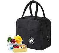 Amfrpar AMF-01 Women's Insulated Lunch Bag Small Insulated Lunch Box Cooler Soft Waterproof Mini Lunch Bag with Aluminium Foil for Women Children Men Baby School Office Black