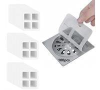 AMFUN 100PCS Disposable Shower Drain Hair Catcher, Shower Drain Cover, Waterproof Adhesive Anti-blocking Drain Strainer Sticker, 110mm Round for Bathroom, Kitchen, Bathtub, Kitchen Sink