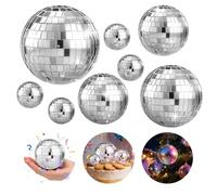 AMFUN 11 PCS Mirror Disco Ball Set, Silver Hanging Disco Light Ball, Reflective Mirror Ball, Glass Mirror Glitter Balls for Home, Party, Wedding, Holiday Decoration