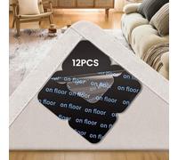 AMFUN 12 Pcs Carpet Anti-Slip Stickers, Washable & Reusable Anti-Curl Rug Gripper, for Laminate, Wooden, Tile Flooring, Rounded Triangle Carpet Grippers