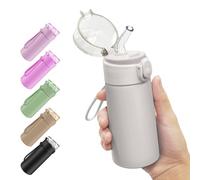 AMFUN 150ml Stainless Steel Insulated Water Bottles, Double Wall Vacuum Small Flask, Water Bottle with Straw, Leakproof Drinks Bottle with Carry Handle for Hot&Cold Drinks (Space Gray)