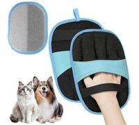 AMFUN 2 Pack Pet Hair Removal Gloves, Electrostatic Five-Finger Grooming Gloves for Dogs & Cats, Reusable Washable Lint & Deshedding Remover, Ideal for Sofa, Clothes(Blue)
