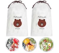 AMFUN 200 Pcs Fresh Keeping Bags, Food Covers Plastic Stretch, Cling Film Food Storage Covers, Preservation Bags, Elastic Storage Cover for Fruit Preservation and Food Storage