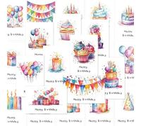 AMFUN 24 Assorted Happy Birthday Cards with Recycled Envelopes and Sealing Stickers, Mixed Theme Designs for Friends, Family, Office, Celebrations and All Special Occasions