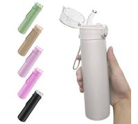 AMFUN 250ml Stainless Steel Insulated Water Bottles, Double Wall Vacuum Small Flask, Water Bottle with Straw, Leakproof Drinks Bottle with Carry Handle for Hot&Cold Drinks (Space Gray)