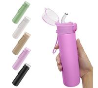 AMFUN 250ml Stainless Steel Insulated Water Bottles, Double Wall Vacuum Small Flask, Water Bottle with Straw, Leakproof Drinks Bottle with Carry Handle for Hot&Cold Drinks (Sakura Red)