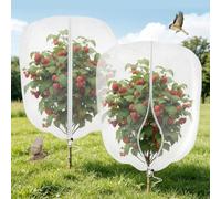 AMFUN 2PCS 1m x 1.5 m Fruit Tree Net Cover with Zipper & Drawstring, Fine Mesh Bird Insect Protection Garden Netting for Plants, Reusable Protective Bag for Fruit Bushes,Veg Patch, Orchard & Terrace