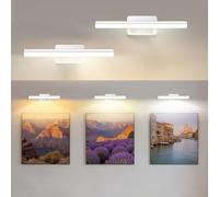 AMFUN 2PCS Picture Lights for Wall, Wireless Picture Lights with Remote, 3 Color Temperatures Cordless Dart Board Light, Dimmable/Timer, for Painting, Bedroom, Living Room (White)