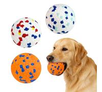 AMFUN 3 Pack Dog Balls Toys for Aggressive Chewers, a Teething and Water Toy, Indestructible, High Bounce Solid Dog Balls for Throw and Fetch, Small, Orange, White, D6.3cm/2.48inch