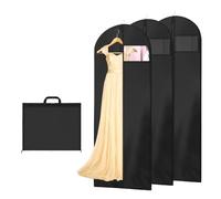 AMFUN 3 PCS Dress Bag,Full Length Travel Suit Bag with Zipper, Dust-proof Clothes Covers Protector Bags,Gown Garment Bag for Long Dresses, 180×60 cm (Black)
