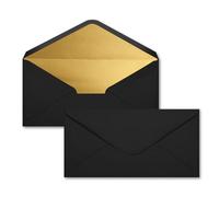 AMFUN 30 Pack Invitation Envelopes with Gold Lined, Diamond Gummed Self Seal Envelopes, Gift Card Envelopes, Premium Envelopes for Weddings, Business, Invitation, Greeting Cards, 220mm*110mm (Black)