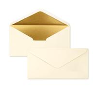AMFUN 30 Pack Invitation Envelopes with Gold Lined, Diamond Gummed Self Seal Envelopes, Gift Card Envelopes, Premium Envelopes for Weddings, Business, Invitation, Greeting Cards, 220mm*110mm (White)