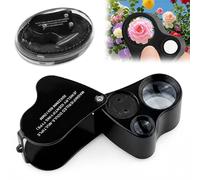 AMFUN 30X And 60X Jewellers Loupe,Folding Magnifying Jewelry Eye Magnifier with LED Light for Diamonds, Jeweller, Coins, Stamps(Currency Detecting/Jewelry Identifying)