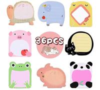 AMFUN 36 Pack Cute Sticky Notes Set, Cartoon Animal Sticky Notes, 8 Styles Animals, Refrigerator Sticky Notes, Small Sticky Note, Party Bags Filler for School, Office, Student Class Gifts