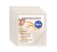 AMFUN 4 Pcs Cheese Cloths for Straining, 50 x 50cm Hemmed Muslin Straining Cloths, Unbleached Cotton Muslin, Reusable Cheesecloth for Nut Milk, Butter, Juicing, Tea