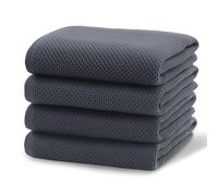 AMFUN 4 PCS Cotton Kitchen Towels,65 * 45cm Soft Absorbent & Quick Drying Quality Tea Towels,Waffle Weave Dish Towels,Machine Washable for Kitchen Cleaning,Tea & Bar Towels (Dark Gray)