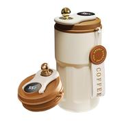 AMFUN 420ML Coffee Cup Travel Mugs,Water Bottle Flask with Temperature Display,316 Stainless Steel Leakproof Coffee Mug with Lids,Smart Mug Travel Mugs for Hot Drinks,Home School Office Travel (Brown)