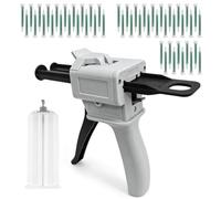 AMFUN 50ml Epoxy Glue Gun, Impressions Mixing Dispenser Gun Kit with 50 Pcs Square Static Mixing Nozzles, 1:1 AB Ratio Two-Part Epoxy Glue Mixing Gun for DIY, Art, Sealing, and Repairs