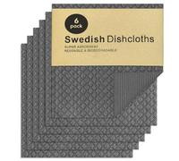 AMFUN 6 Pack Reusable Cleaning Cloths, Washable Swedish Dishcloth, Dish Cloths for Any Surface, Kitchen, Counters Washing Dishes, Highly Absorbent, Grey