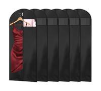 AMFUN 6 PCS Dress Bag,Full Length Travel Suit Bag with Zipper, Dust-proof Clothes Covers Protector Bags,Gown Garment Bag for Long Dresses, 140×60 cm (Black)