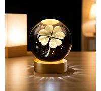 AMFUN 60 mm/ 2.36in 3D Four-Leaf Clover Crystal Ball, Good Luck Gifts for Women,Glass Shamrock Sphere for Home & Office Decor, Gifts for Women Girls Wife Daughter