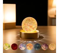 AMFUN 60mm/2.36in Colorful Glass Crystal Ball, Natural Healing Spheres with LED Wooden Stand, Crystal Quartz Stones for Home & Office Decor, Gifts for Women Girls Wife Daughter