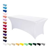AMFUN 6FT Kitchen Spandex Table Cloth, Stretch Rectangular Table Cloth,Tight, Fitted,Washable and Wrinkle Resistant for Wedding,Banquet,Party & Holiday Event,183 * 76 * 76CM-White