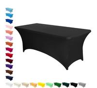 AMFUN 6FT Kitchen Spandex Table Cloth, Stretch Rectangular Table Cloth,Tight, Fitted,Washable and Wrinkle Resistant for Wedding,Banquet,Party & Holiday Event,183 * 76 * 76CM-Black