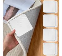 AMFUN 8 Pcs Carpet Anti-Slip Stickers,Vacuum TECH Rug Gripper Pads, Washable and Reusable Anti-Curl Carpet Grippers for Laminate,Tile,Hardwood Floors (White)