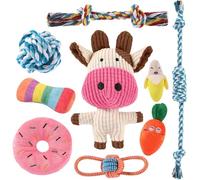 AMFUN 9 Pack Luxury Puppy Toys for Teething Small Dogs, Puppy Chew Toys with Plush Squeaky, Luxury Puppy Toys with Ball and More Rope, Puppy Teething Toys for Small Medium Dogs