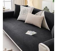 AMFUN Corduroy Sofa Covers, Soft &Washable, Non-Slip Sofa Slipcovers, Pet Couch Covers, Sofa Cushion Coversor for Living Room Furniture Protection(Black, 90x160cm)