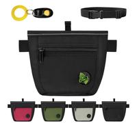 AMFUN Dog Treat Pouch and Training Clicker, Upgrade Two Stronger Magnetic Closure, 2 Cup Treat Bag with Shoulder Strap and Waist Belt Clip for Pet Walking to Free Your Hands(Black)