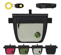 AMFUN Dog Treat Pouch and Training Clicker, Upgrade Two Stronger Magnetic Closure, 2 Cup Treat Bag with Shoulder Strap and Waist Belt Clip for Pet Walking to Free Your Hands(Gray)