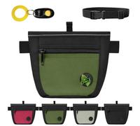 AMFUN Dog Treat Pouch and Training Clicker, Upgrade Two Stronger Magnetic Closure, 2 Cup Treat Bag with Shoulder Strap and Waist Belt Clip for Pet Walking to Free Your Hands(Army Green)