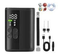 AMFUN Electric Ball Pump, 12PSI Portable Automatic Pump with Precise Pressure Gauge and Digital LCD Display for Basketball, Football, Volleyball (2 Needles and 1 Nozzle)