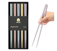 AMFUN Fiberglass Chopstick,5 Pairs Reusable Chopsticks, Japanese Chinese Chop Sticks with Sakura Patterns, Dishwasher-Safe, Sushi Non-Slip Chopsticks Set for Sushi Noodles Rice