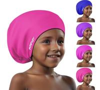 AMFUN Kids Swimming Cap,Silicone Swim Cap, Waterproof Anti Slip Stretchable Ear Protection, Odour Free Chlorine Resistant Comfort Fit for Pool Beach Swimming